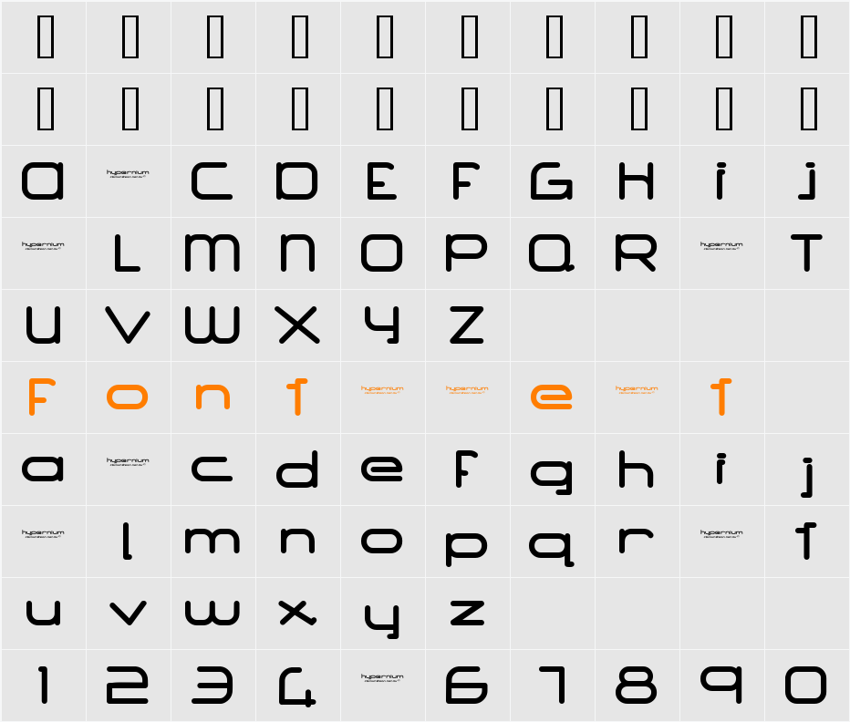 Hypernium(eval) Character Map