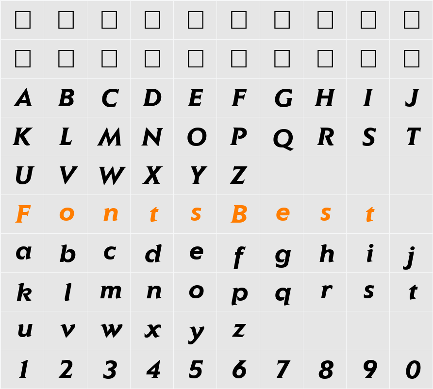 Elan Character Map