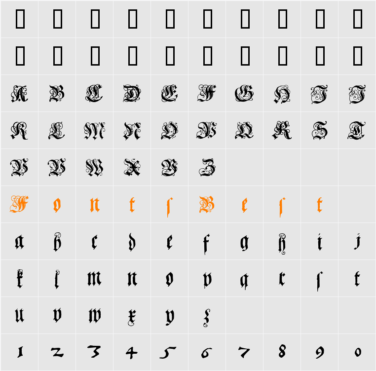 Coelnisch Current Fraktur Character Map
