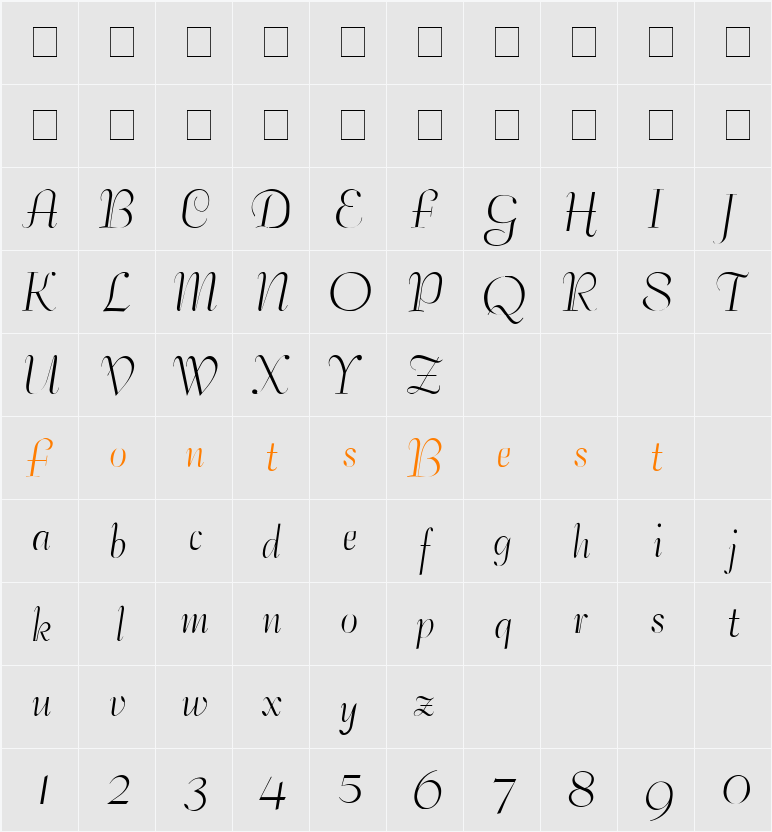 Tango Character Map