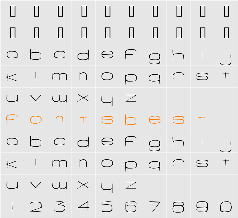 Snigset Character Map