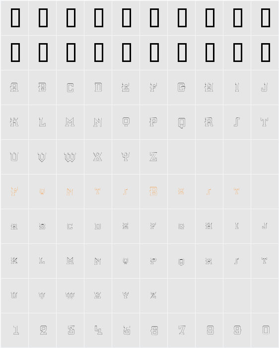 KnomenOutlineCondensed Character Map