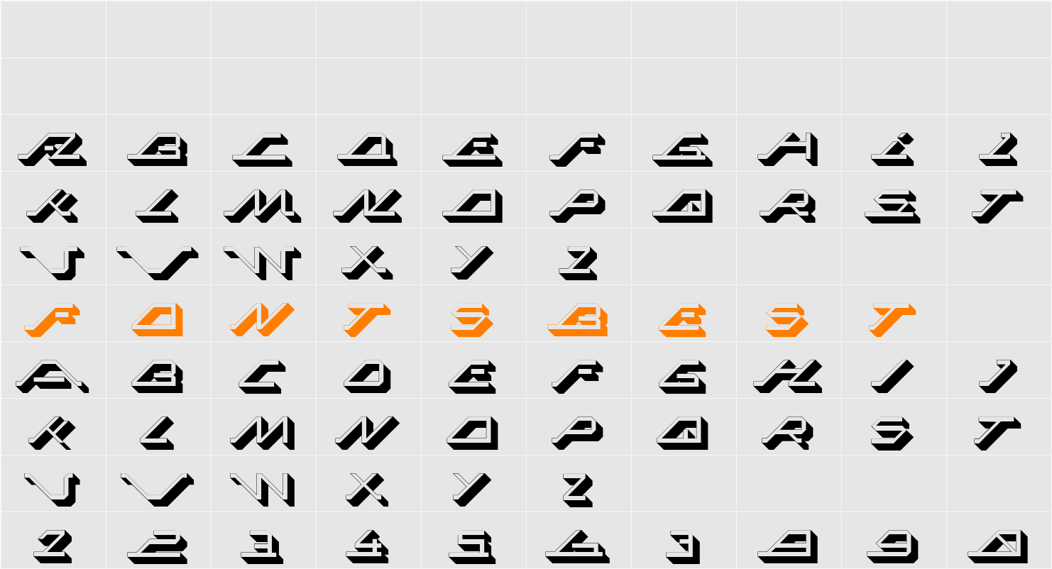 MEGA SLANT LINE Character Map