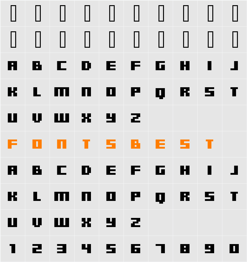 FFF Planeta Bold Extended Character Map