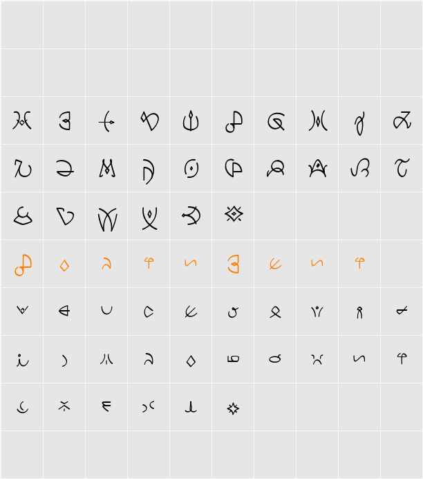 Clavat Script Character Map