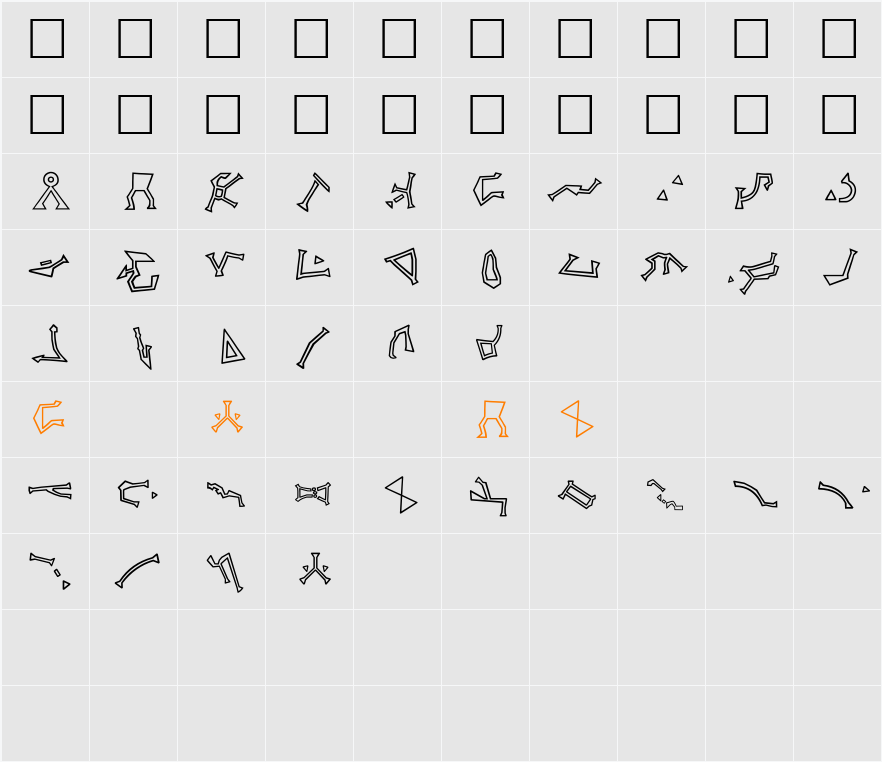Stargate SG-1 Address Glyphs Character Map