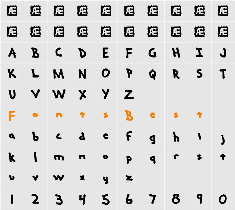 Hand Me Down S BRK Character Map