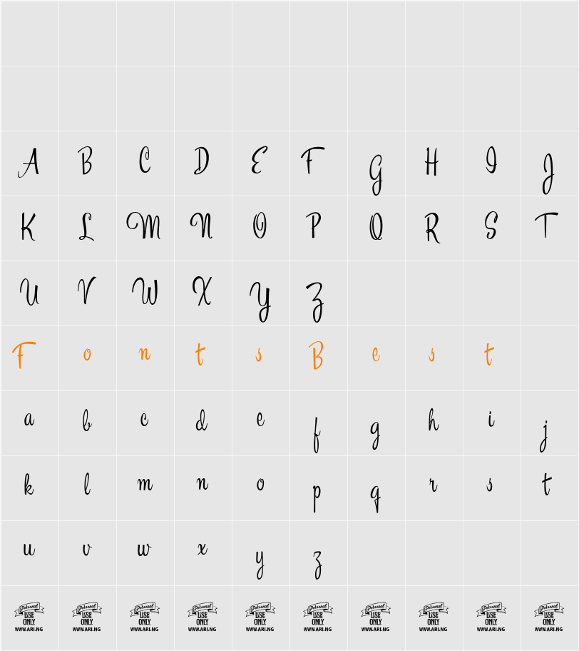Esplanade Script PERSONAL USE Character Map