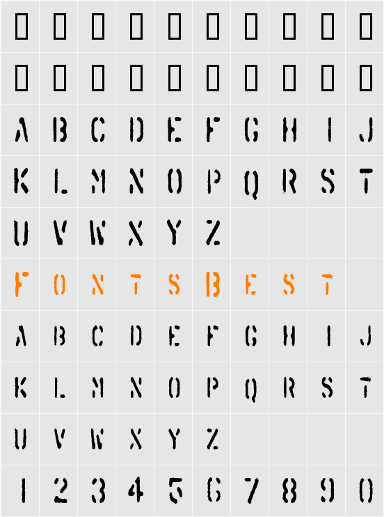 SprayStencilCondensed Character Map