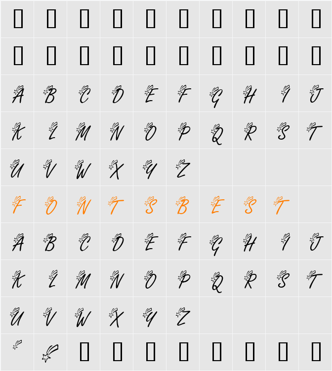 KR Shooting Star (Left) Character Map