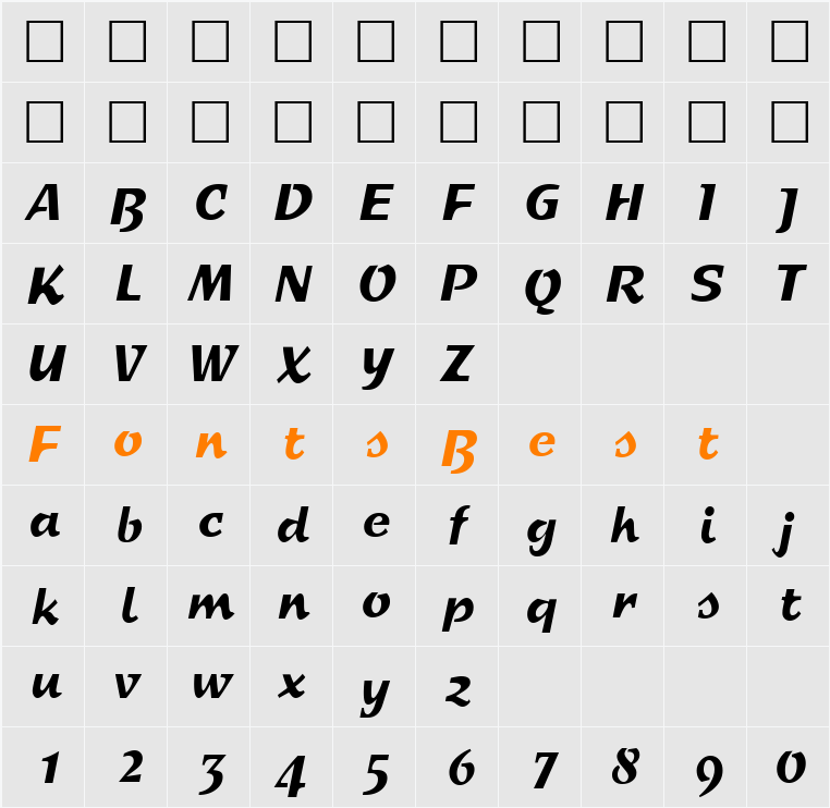 SprintCondensed Character Map