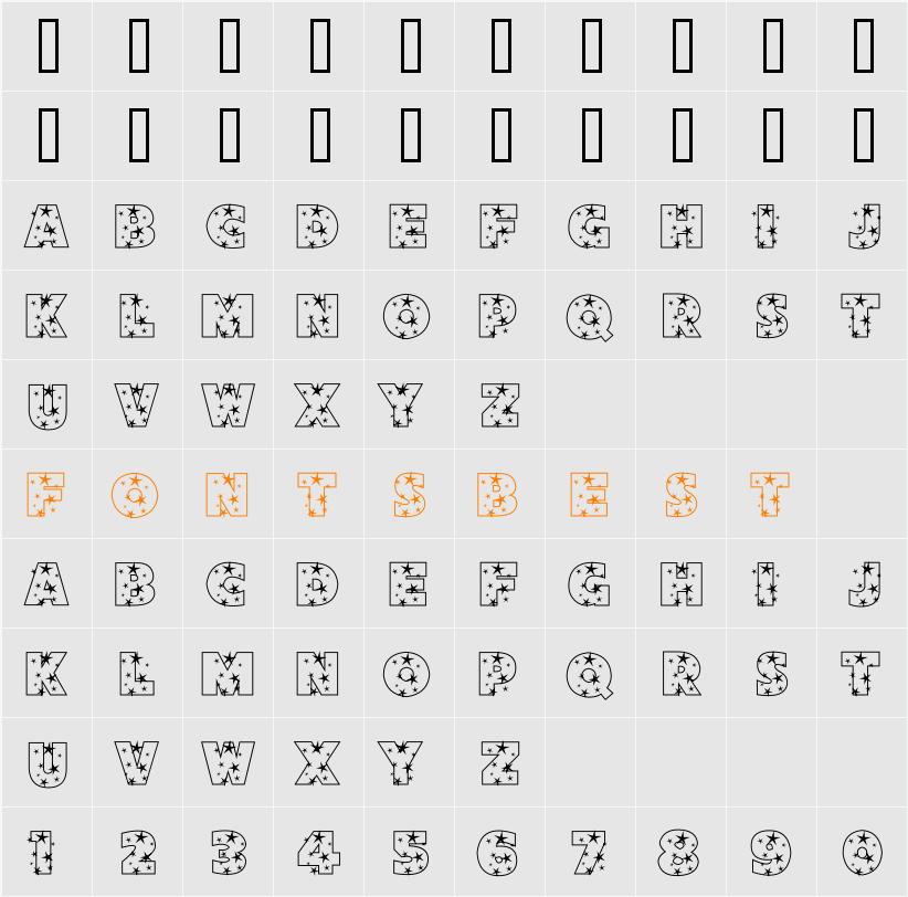 Starlight Sans JL Character Map