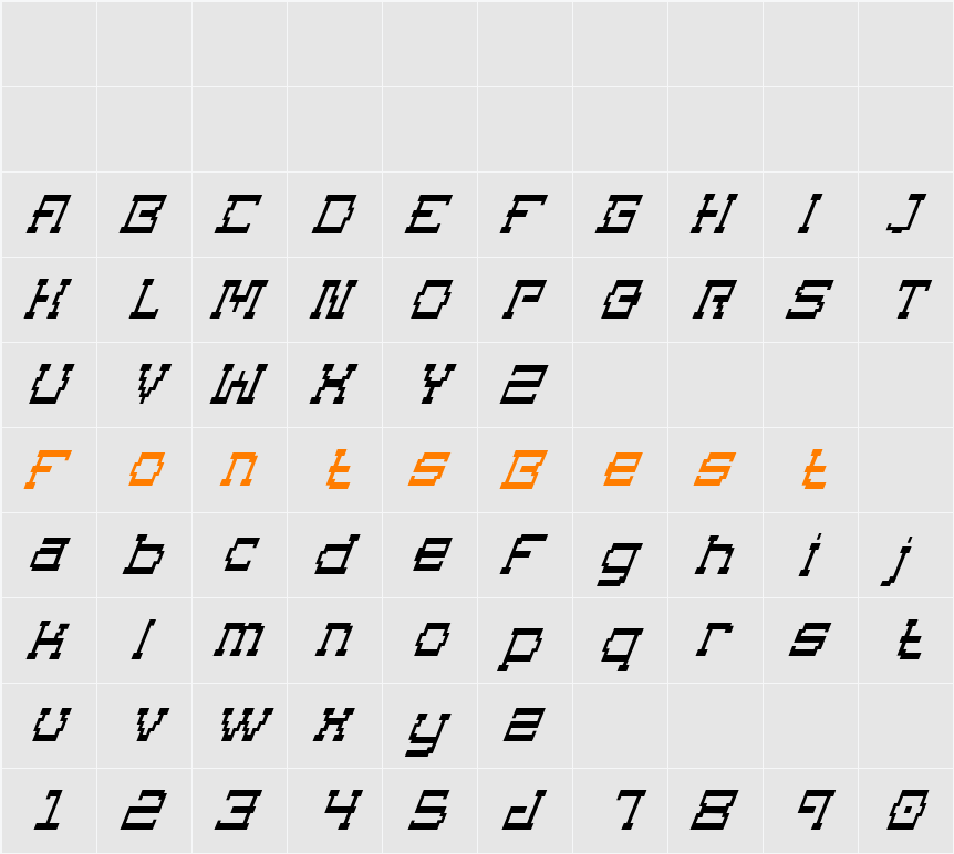 Superago Italic Character Map