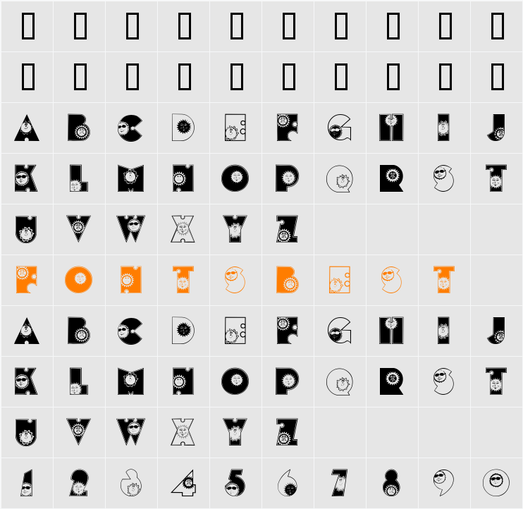 SunshineKiddyFont Character Map