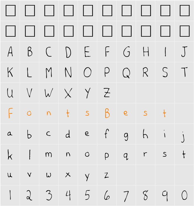 OpalsHand Character Map