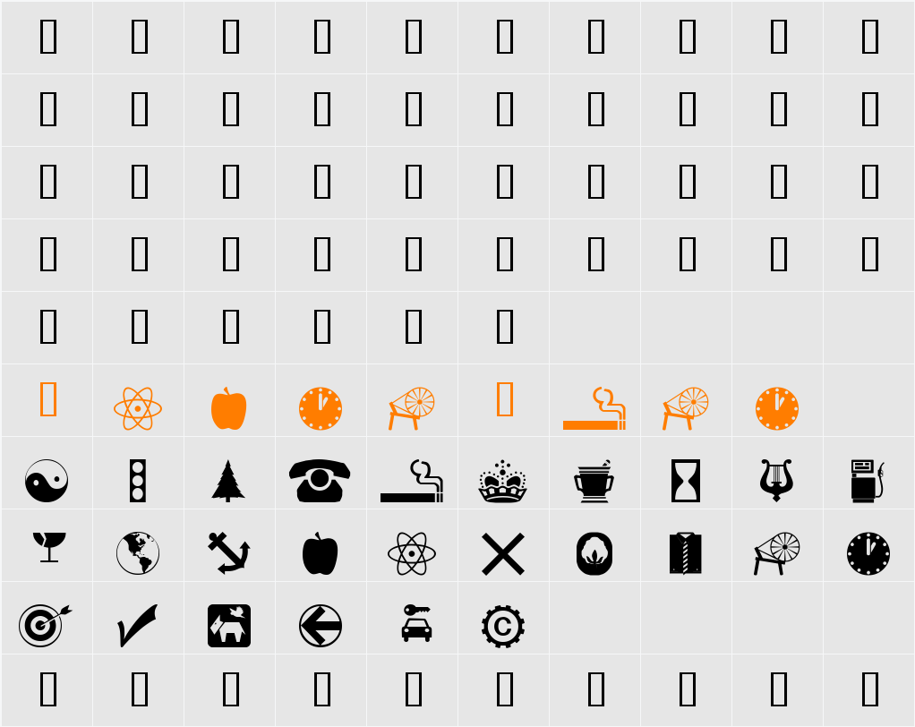 wmsymbols Character Map