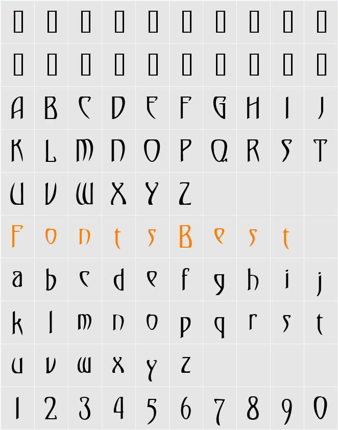 TemplarCondensed Character Map
