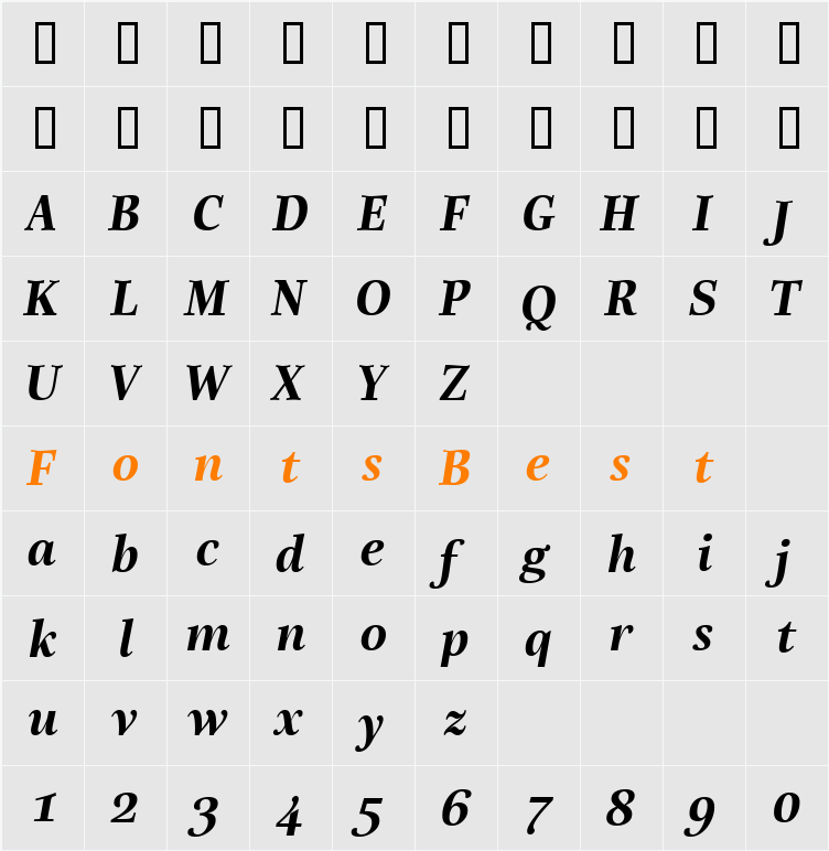 LTReally Medium Character Map
