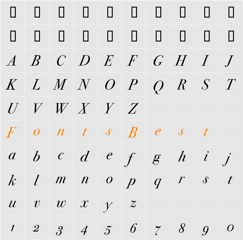 Bodoni SvtyTwo OS ITC TT Character Map
