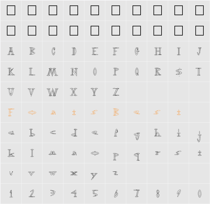 OutwestLight Character Map
