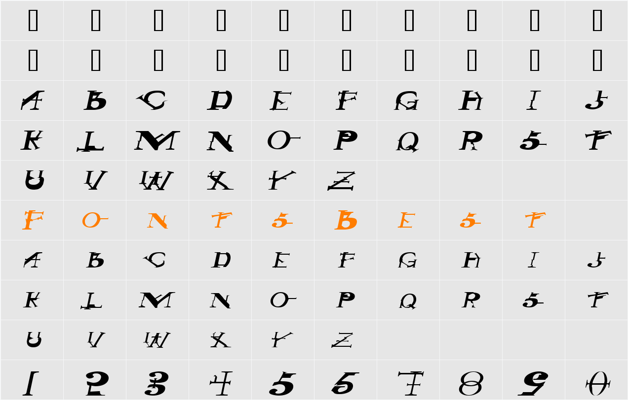 GothicRockExtended Character Map
