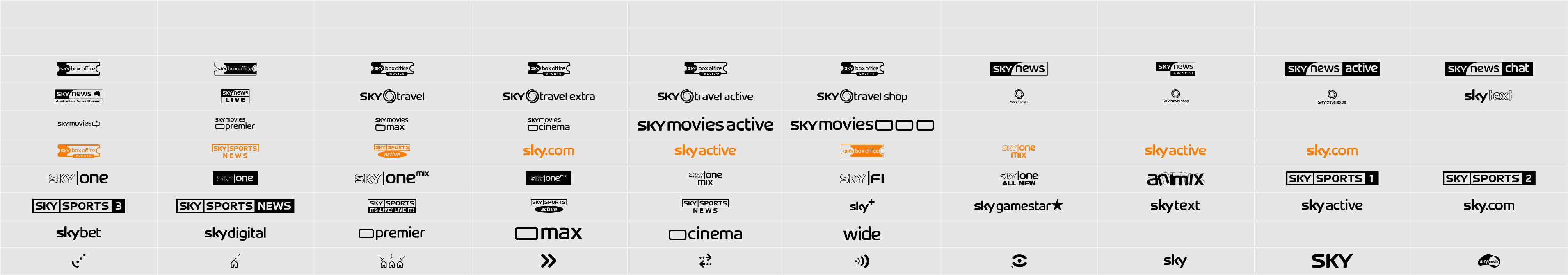 Sky TV Channel Logos Character Map