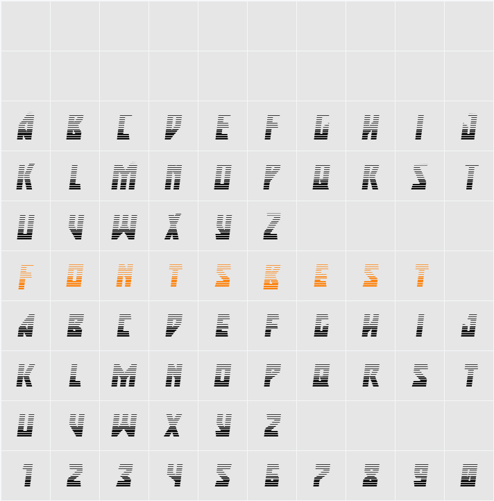 Major Force Gradient Italic Character Map