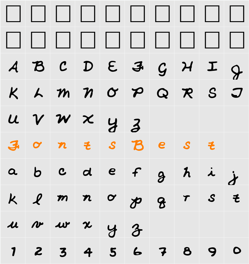 LEHN213 Character Map
