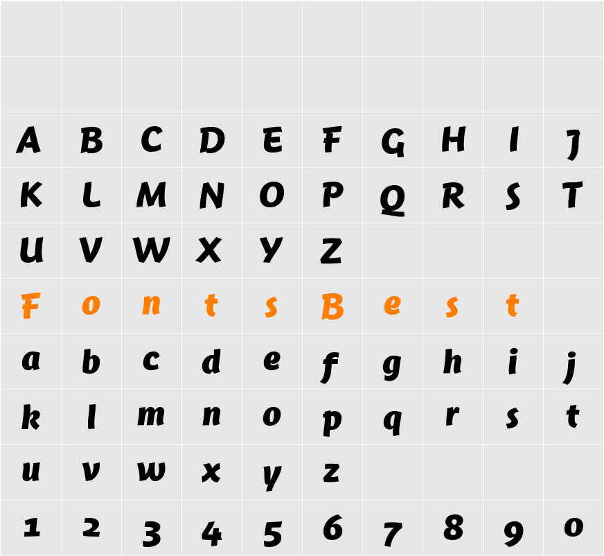 Jambono-Bold Character Map