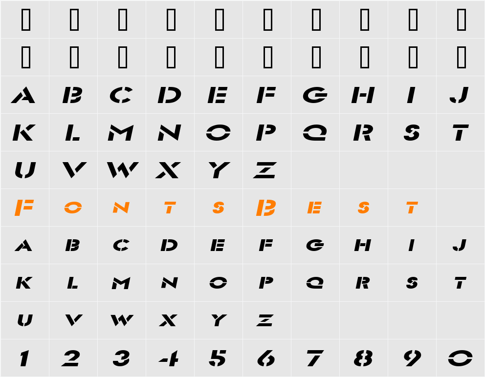 Templett Extended Character Map