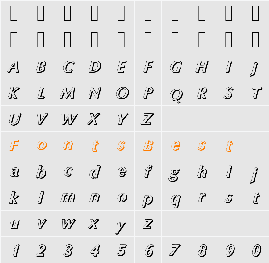 ColumbiaShadow Character Map