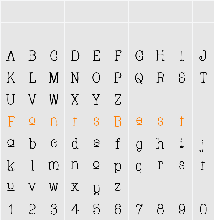 Whackadoo Upper Character Map