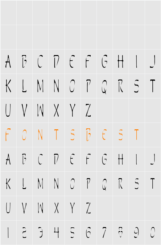Perdition Condensed Character Map