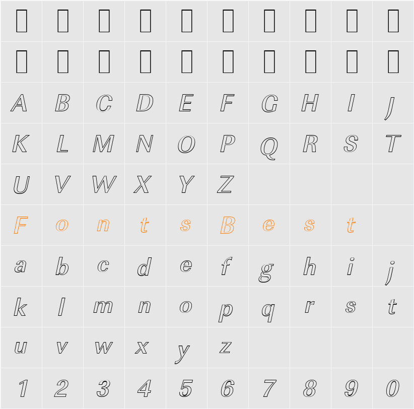 ImperialOu-Medium Character Map