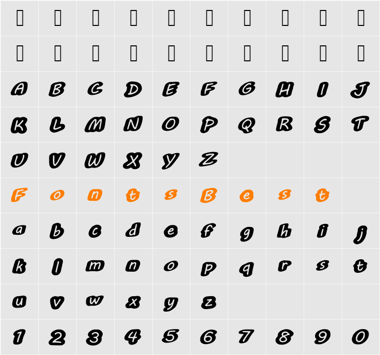 BubleMuble Character Map