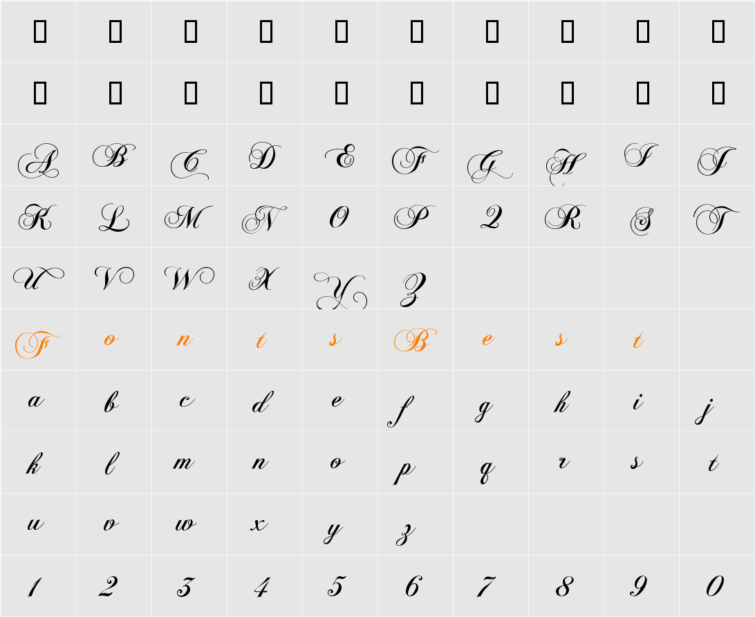 KB ChopinScript Character Map