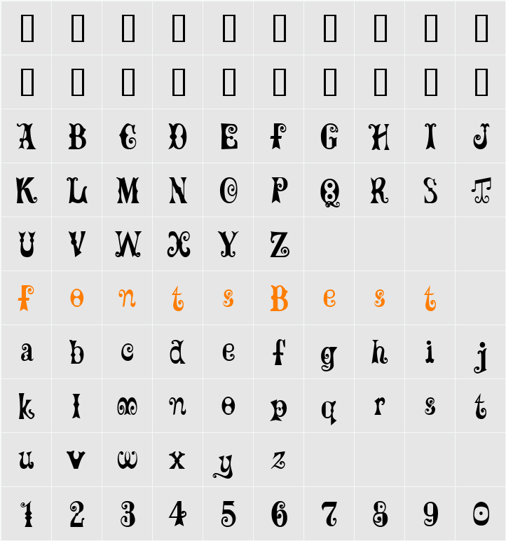 Mardi Character Map