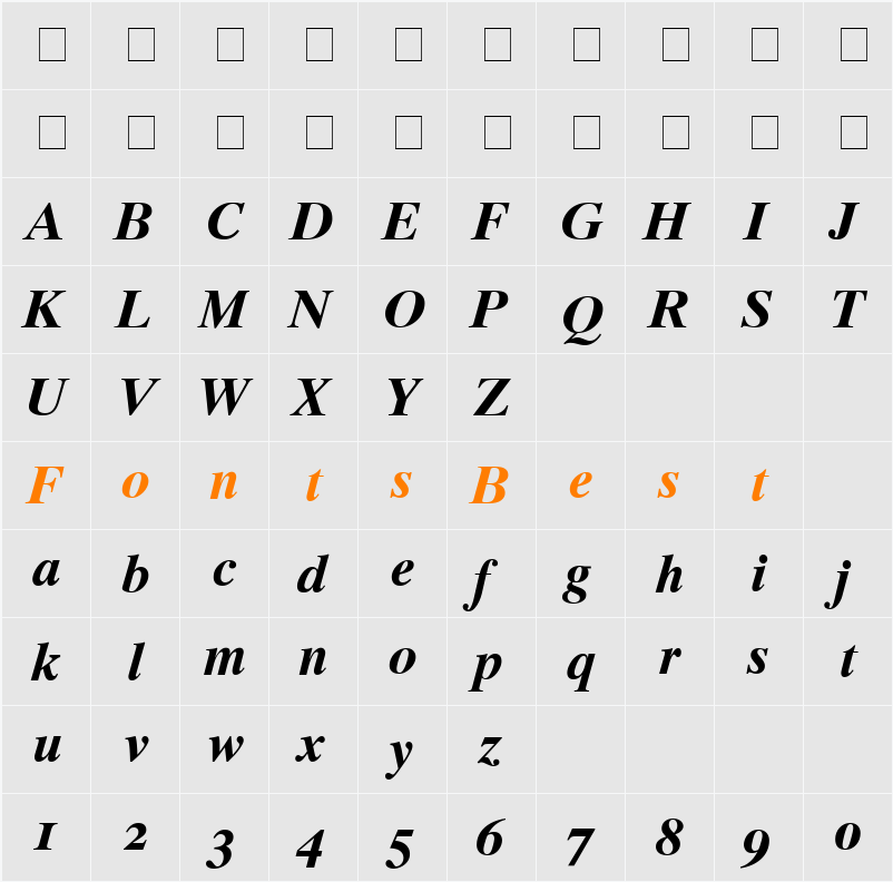 Greco Ten OldStyle SSi Character Map