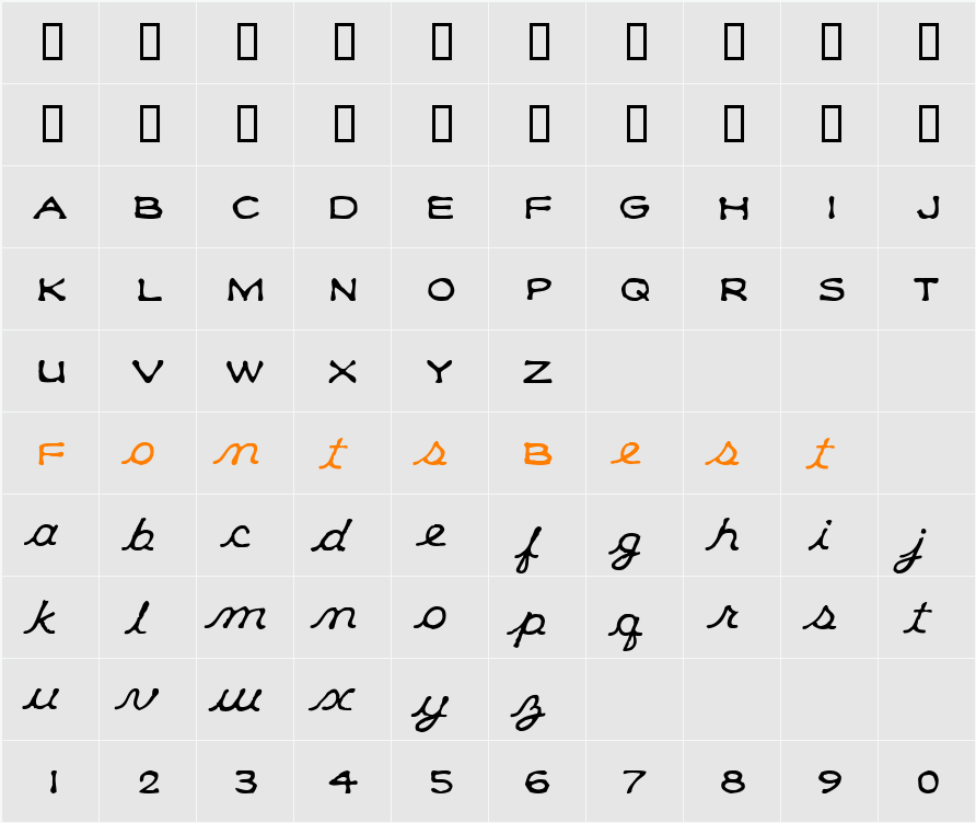 Klee CapScript Character Map
