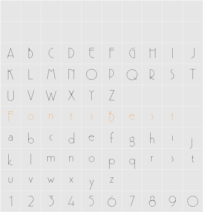 PremiumThin Character Map
