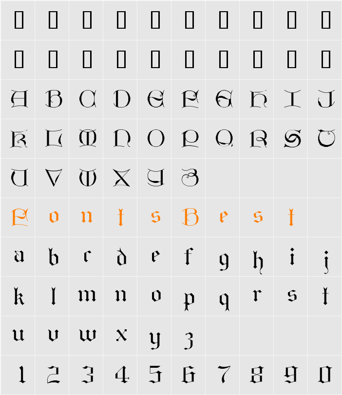 GothicI Character Map