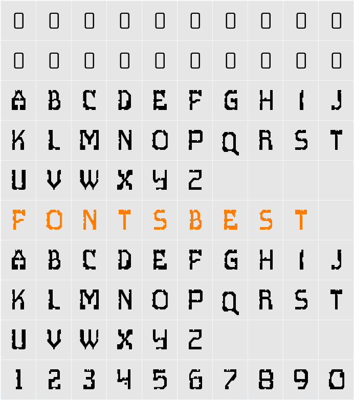 Scritzy X Character Map