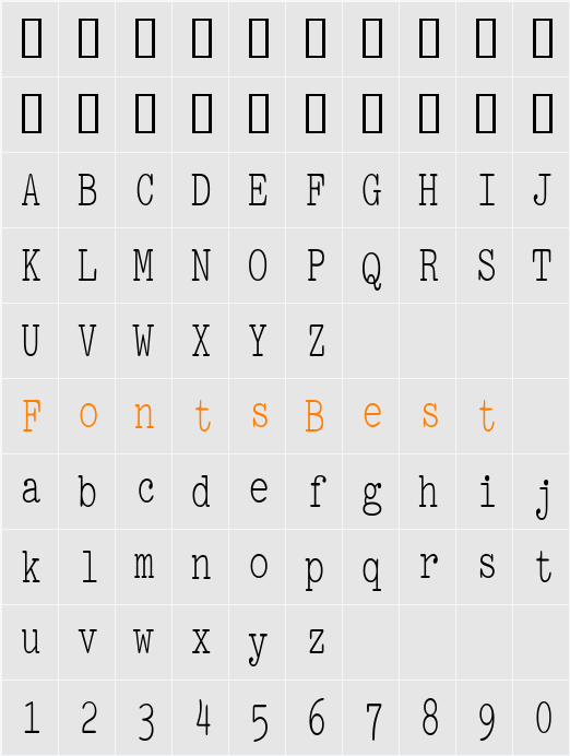 PicaCondensed Character Map