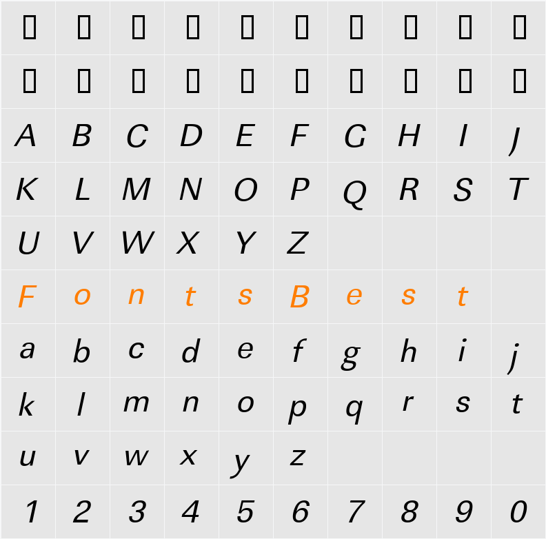 LinearStd Character Map