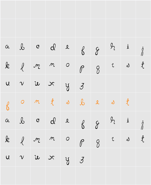 Little Bliss Bold Character Map