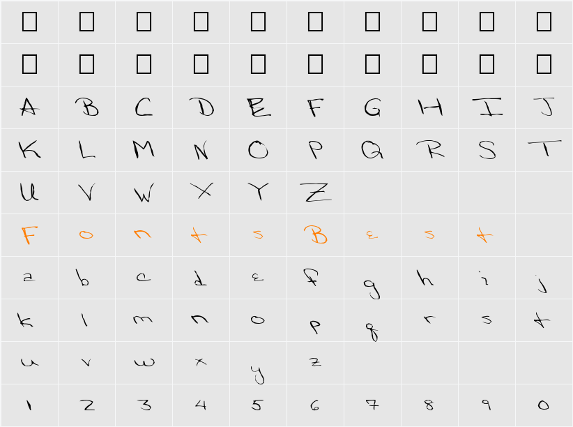 FZ HAND 24 MANGLED Character Map