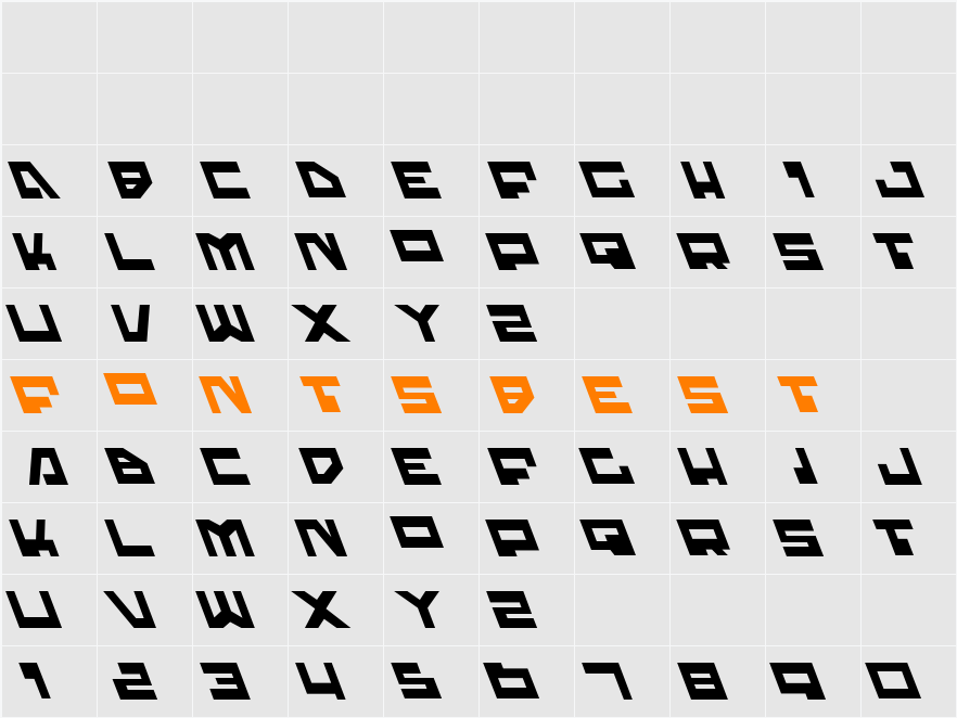 Trajia Leftalic Character Map