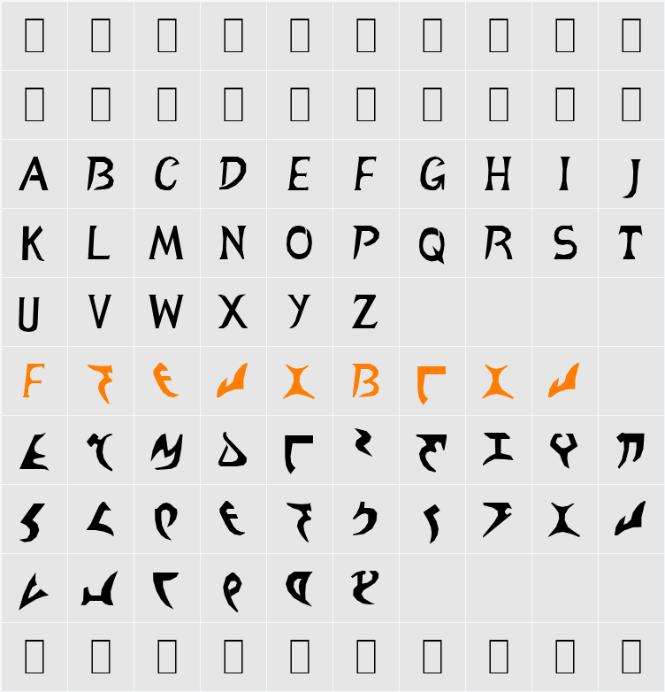 Zigan Trad Character Map