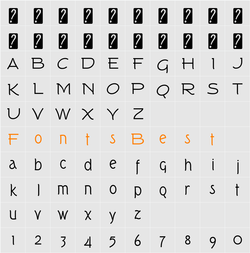 Tork Character Map