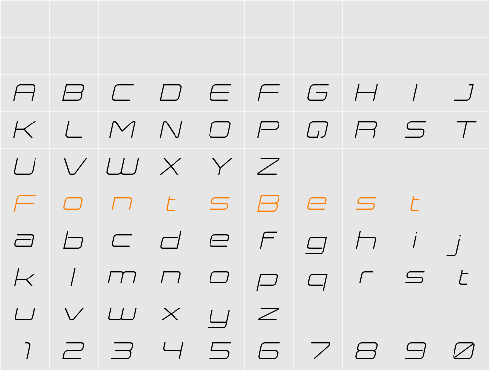 Expansiva Character Map